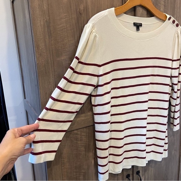 Talbots size X Sweater 3/4 sleeves stripes nautical buttons - Picture 5 of 9